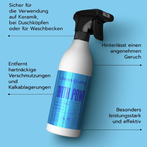 Bath Pow Badezimmerreiniger Flasche – entfernt Kalk, Seifenreste und Schmutz für strahlend saubere Oberflächen im Bad