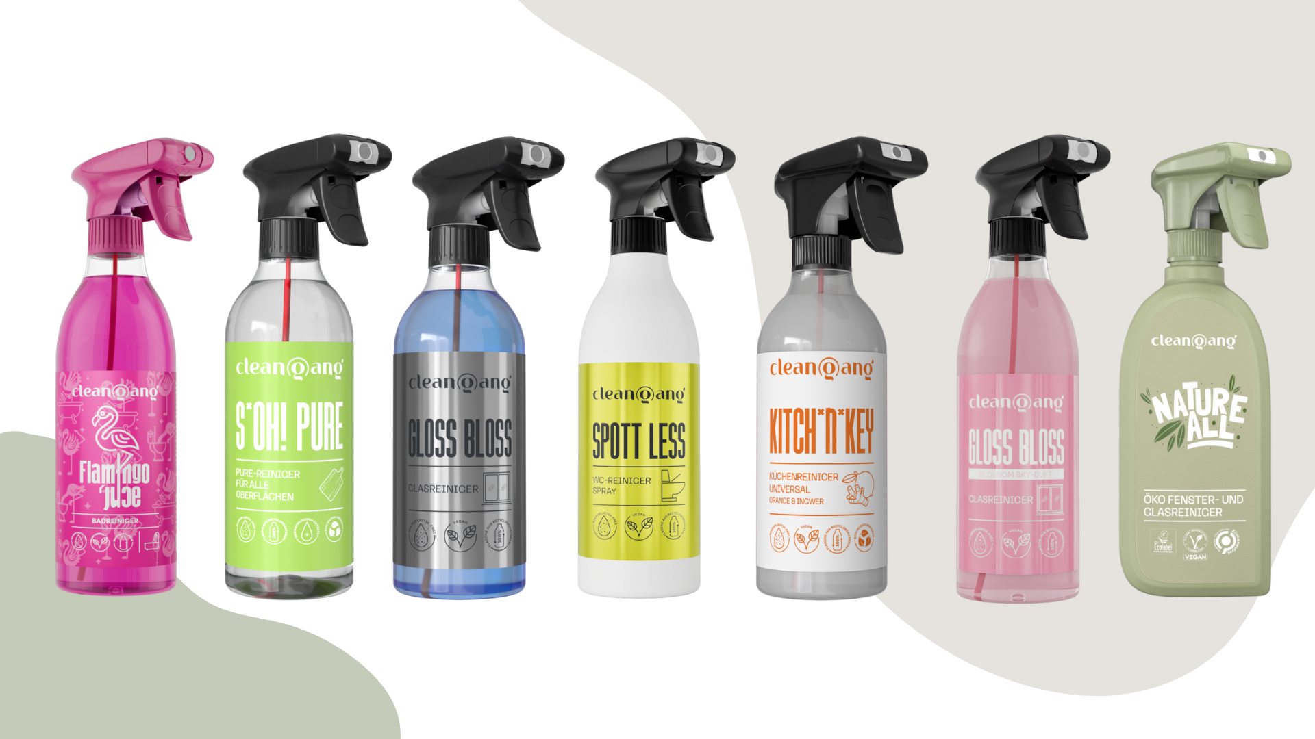 Reinigungsmittel in farbigen Sprühflaschen – umweltfreundliche Reiniger für Küche, Bad, Glas und Oberflächen