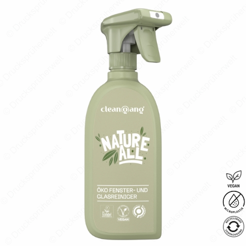 Öko Glasreiniger Flasche – nachhaltiger, biologisch abbaubarer Glasreiniger für Fenster, Spiegel und Glastüren, sorgt für streifenfreie Sauberkeit