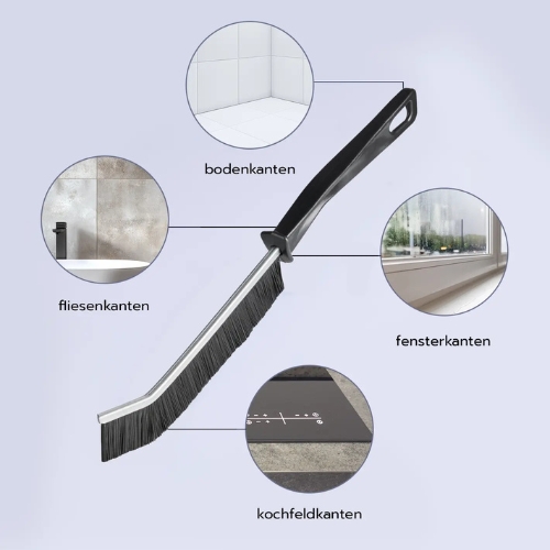 Fugenbürste mit ergonomischem Griff – entfernt mühelos Schmutz, Kalk und Ablagerungen aus Fugen im Bad, in der Küche oder auf der Terrasse