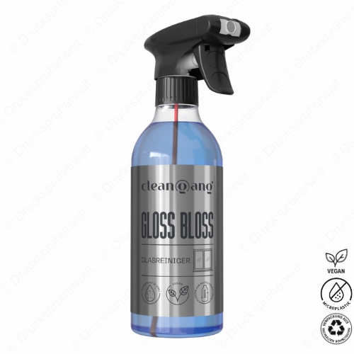 Gloss Bloss Flasche – sorgt für streifenfreien Glanz auf Möbeln, Arbeitsplatten und Oberflächen, mit frischem Blütenduft