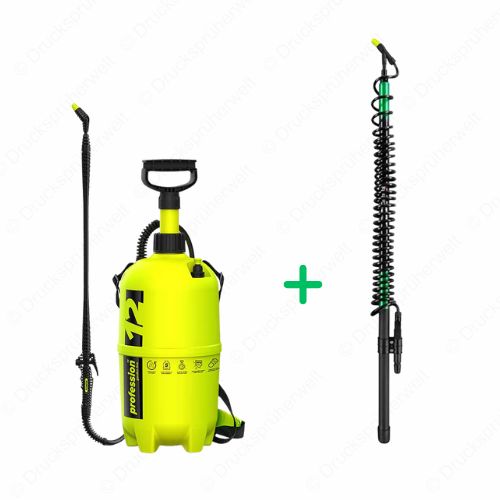 Profession 12 Liter Drucksprüher mit KWT500 Teleskoplanze bis 5 Meter, ideal für große Flächen, Dächer und Fassadenreinigung mit hoher Reichweite
