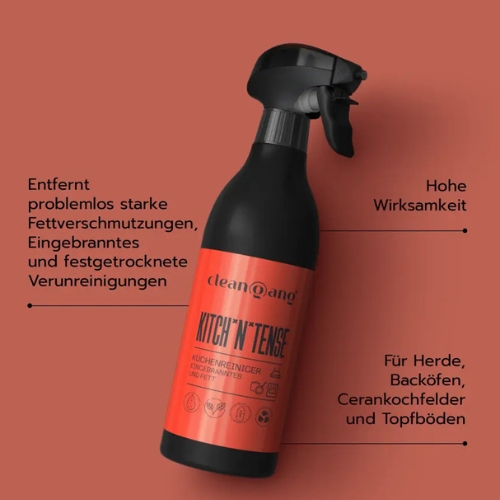 Kitchn Tense Flasche – entfernt mühelos Fett, Eingebranntes und Schmutz in der Küche, ideal für Herd, Arbeitsflächen und Dunstabzug